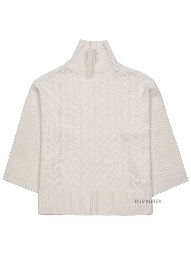 Women's Okra Cable Cashmere Turtleneck White - MAX MARA - BALAAN 10