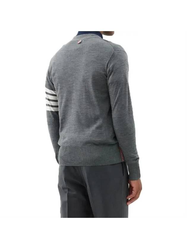 Men's Sustainable Classic Diagonal Wool Cardigan Medium Grey - THOM BROWNE - BALAAN 9