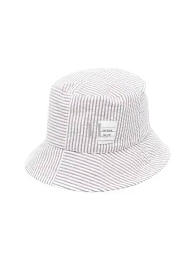 Quarter Combo Striped  Cotton Bucket Hat Grey - THOM BROWNE - BALAAN 2