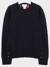 Center Back Striped Stitch Merino Wool Knit Top Navy - THOM BROWNE - BALAAN 4