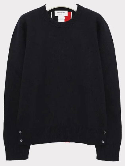 Center Back Striped Stitch Merino Wool Knit Top Navy - THOM BROWNE - BALAAN 2