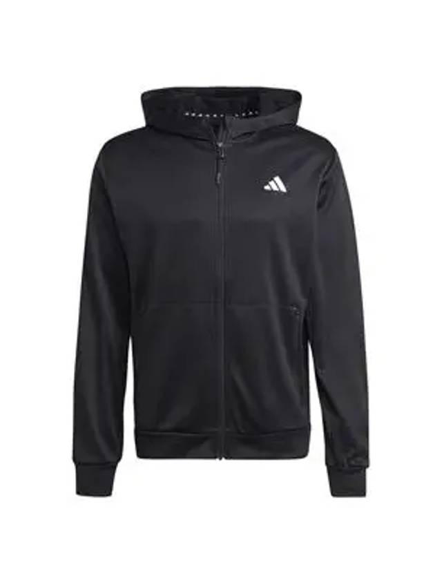 Train Seasonal Essentials Full Zip Hooded Jacket Black - ADIDAS - BALAAN 2