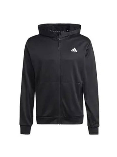 Train Seasonal Essentials Full Zip Hooded Jacket Black - ADIDAS - BALAAN 1