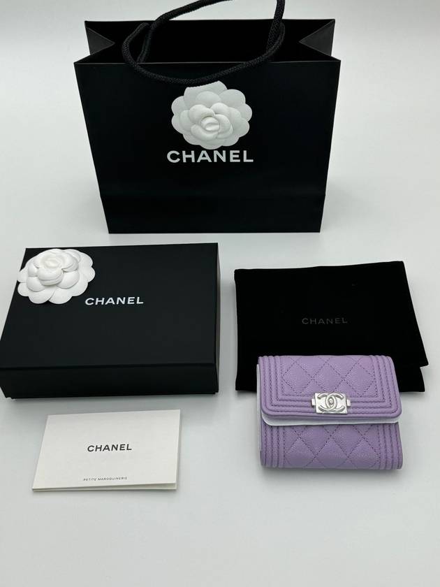 Boy Half Wallet Snap Caviar Purple Silver A81996 - CHANEL - BALAAN 10