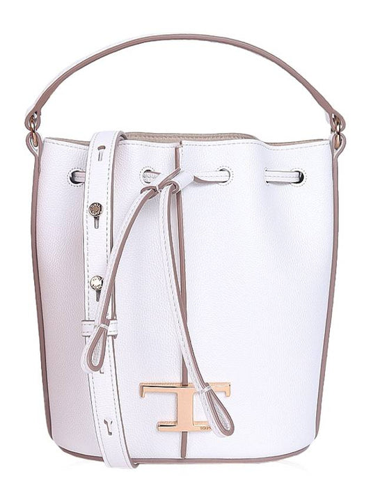 Women's T Logo Timeless Leather Bucket Bag White - TOD'S - BALAAN 2