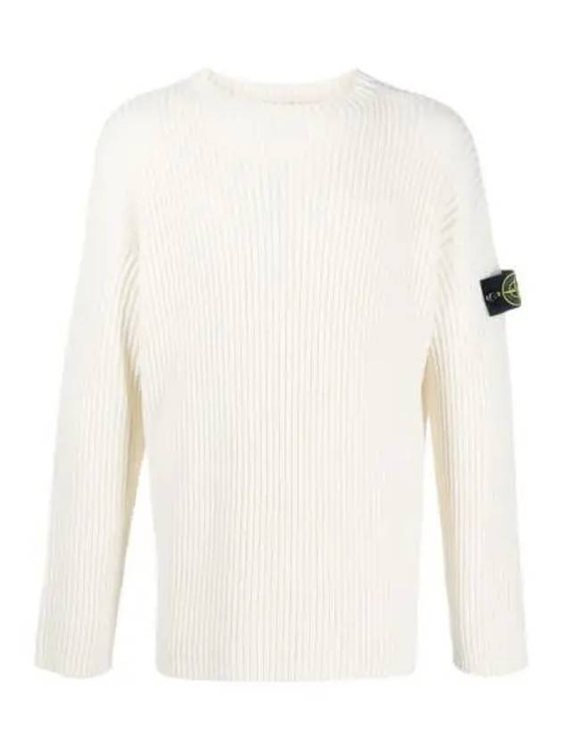 Compass Patch Crew Neck Knit Top White - STONE ISLAND - BALAAN 2