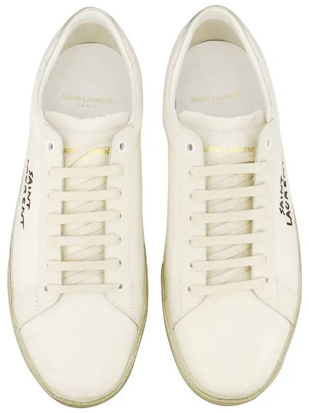 Court Classic SL/06 Embroidered Sneakers In Canvas And Leather Cream - SAINT LAURENT - BALAAN 4