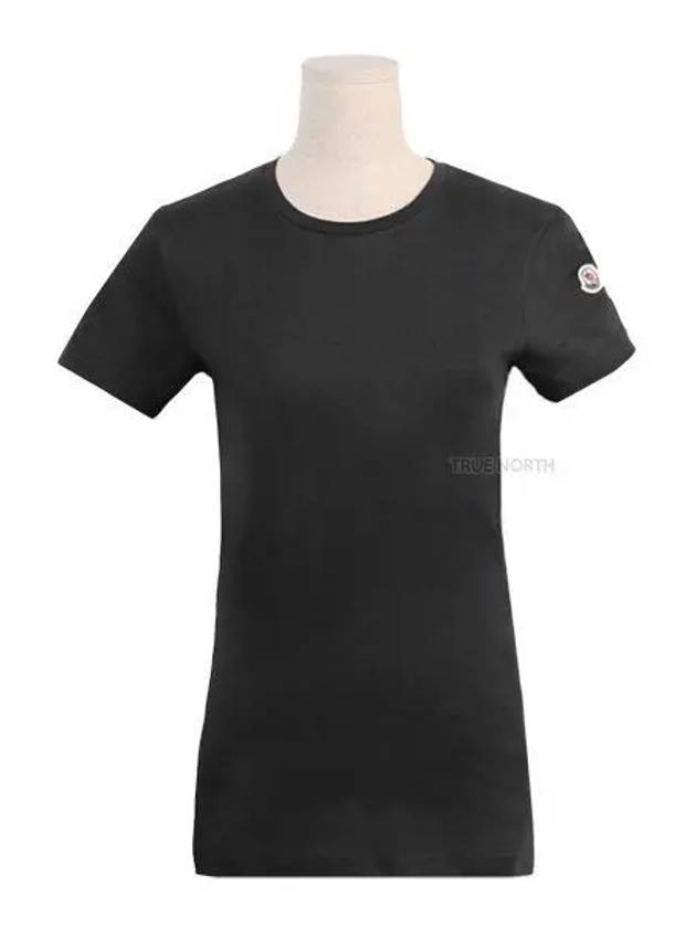 Women 8C73200 V8058 999 Logo Patch Short Sleeve T Shirt Black 1061081 - MONCLER - BALAAN 1