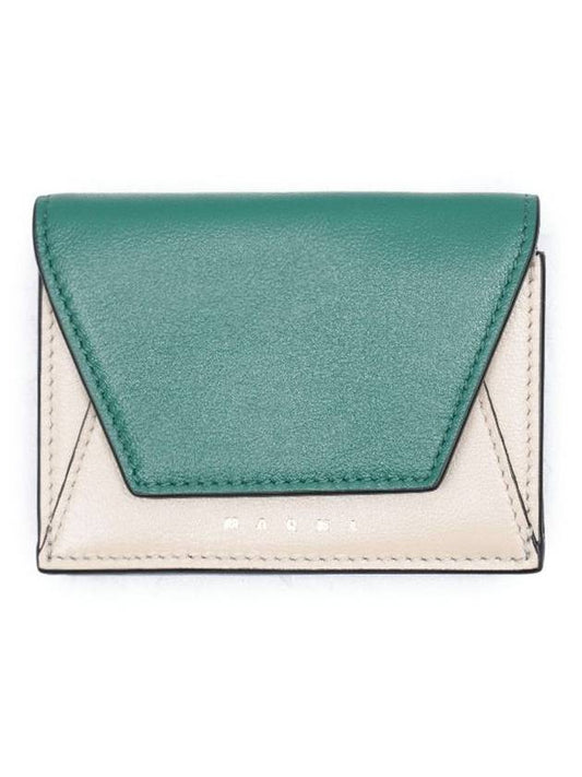 Logo Leather Half Wallet Green - MARNI - BALAAN 2