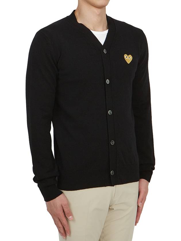 Comme des Gar ons Gold Wappen Wool V Neck Cardigan Black - COMME DES GARCONS PLAY - BALAAN 4