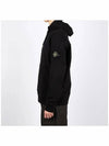 Logo Patch Cotton Fleece Hoodie Black - STONE ISLAND - BALAAN 4