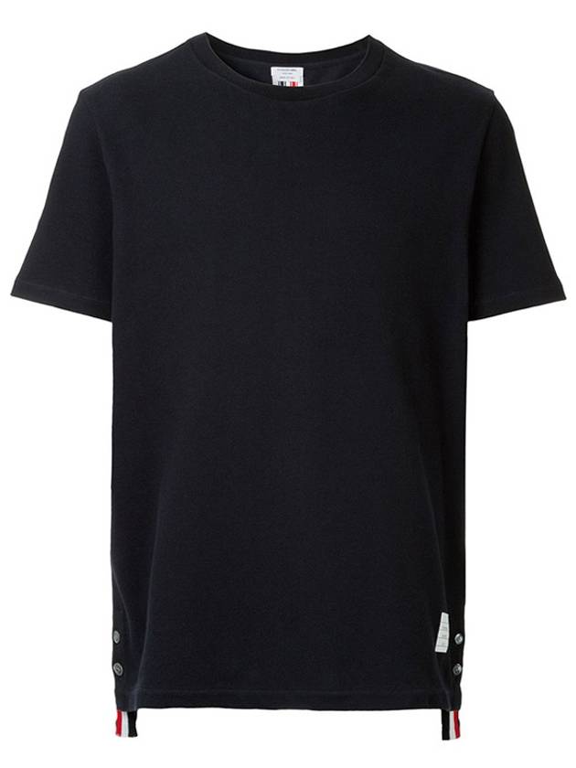 Men's Center Back Striped Short Sleeve T-Shirt Navy - THOM BROWNE - BALAAN 2