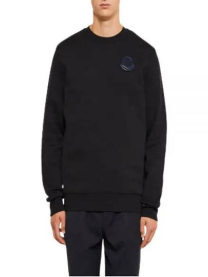 Men's Logo Crew Neck Cotton Fleece Sweatshirt Black - MONCLER - BALAAN 2