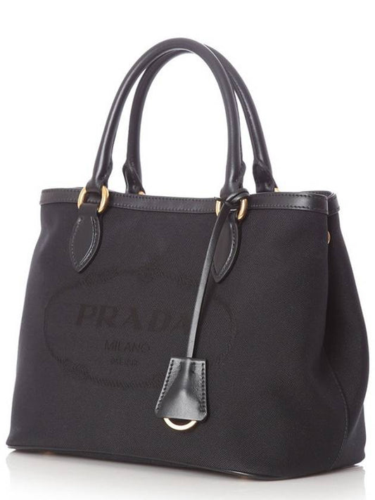 Classic logo jacquard tote bag black 1BA172 - PRADA - BALAAN 2