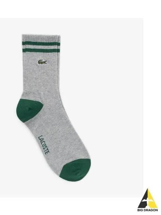 Men s color tipping middle socks melange gray - LACOSTE - BALAAN 1