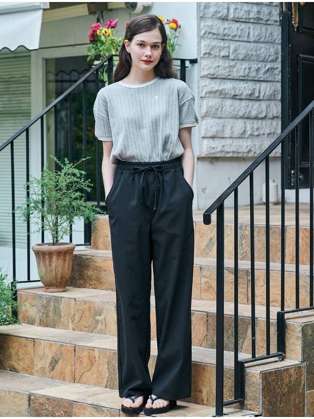 MET linen wide banding pants black - METAPHER - BALAAN 1