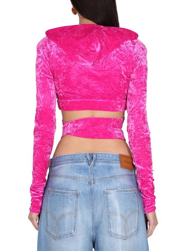 Medusa Bigi Cutout VELVET Velvet Crop Hood Pink - VERSACE - BALAAN 4