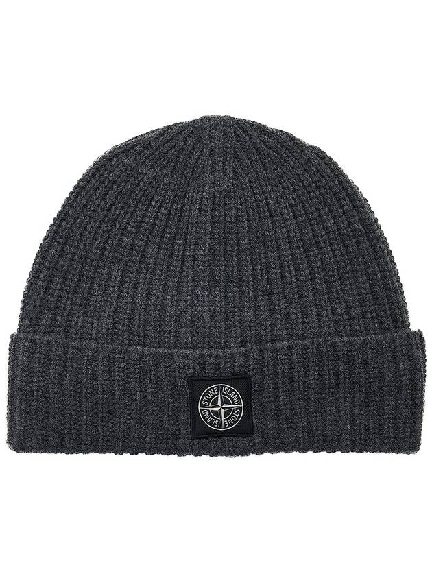 Logo Patch Rip Wool Beanie Grey - STONE ISLAND - BALAAN 11