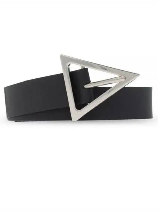 Triangle Buckle Rubber Belt Black - BOTTEGA VENETA - BALAAN 2