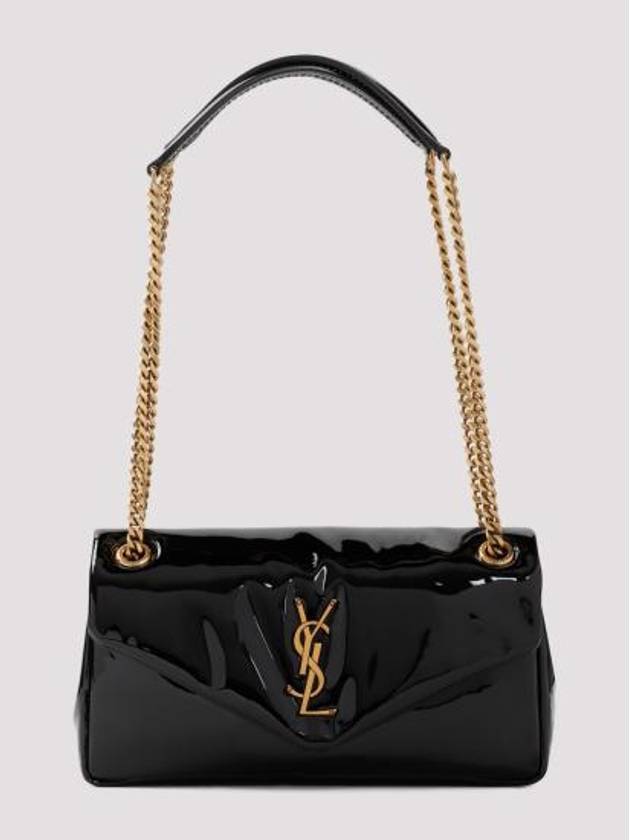 Calypso Patent Leather Shoulder Bag Black - SAINT LAURENT - BALAAN 1