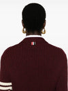 4 Bar Cable Wool Crop Cardigan Red - THOM BROWNE - BALAAN 7