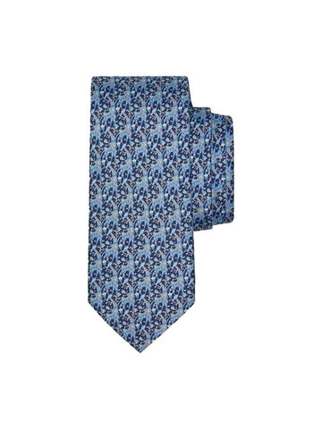 Salvatore Men's Animal Pattern Silk Tie Blue - SALVATORE FERRAGAMO - BALAAN.