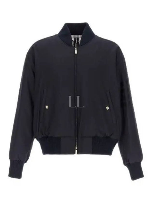 4 Bar Oversized Down Bomber Jacket Navy - THOM BROWNE - BALAAN 2