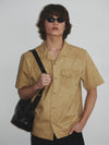 Western Dyed Milling Open Collar Shirt_Camel - KINETO - BALAAN 1