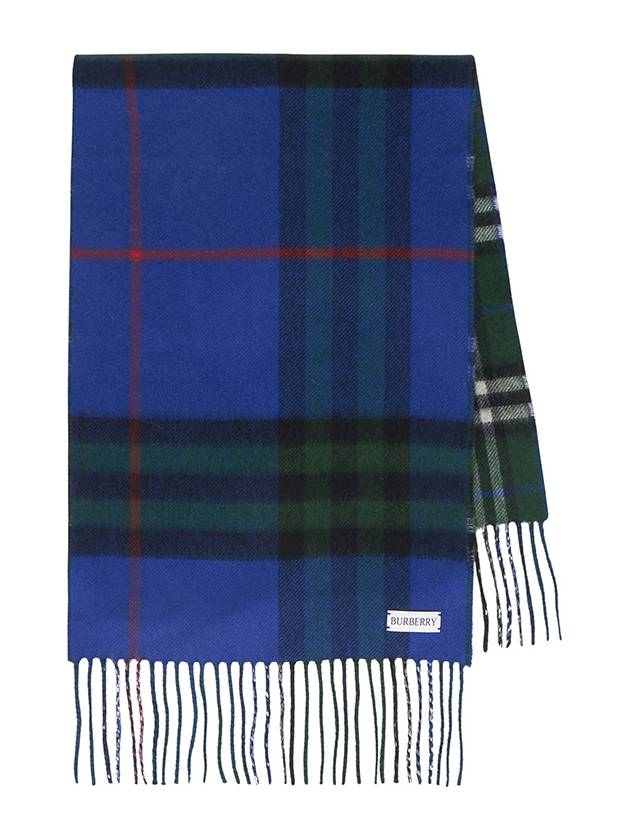 Check Reversible Cashmere Scarf Blue Green - BURBERRY - BALAAN 2