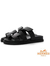 Hermes Chypre H Logo Calfskin Sandals Black - HERMES - BALAAN 9