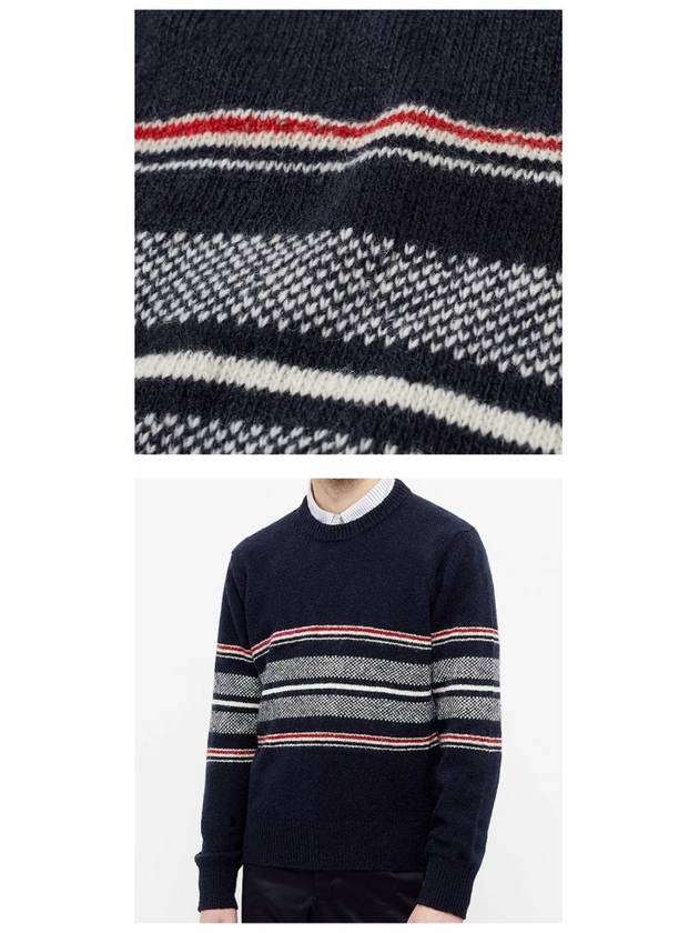 Seasonal Birdseye Jacquard Knit Top Navy - THOM BROWNE - BALAAN 6