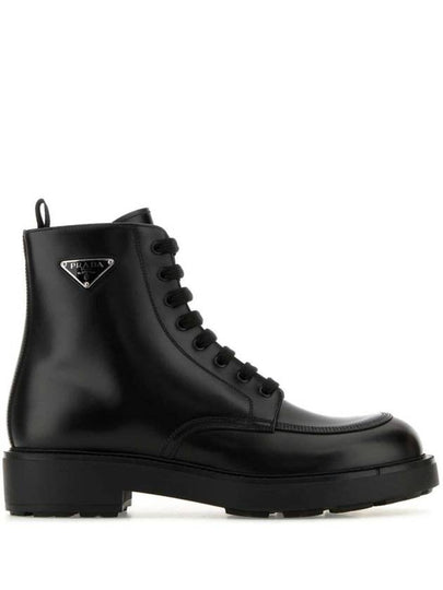 Brushed Leather Ankle Boots Black - PRADA - BALAAN 2