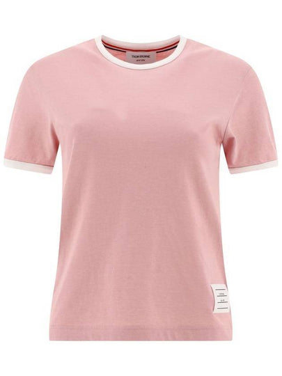 Women's Melange Jersey Ringer Short Sleeve T-Shirt Light Pink - THOM BROWNE - BALAAN 2