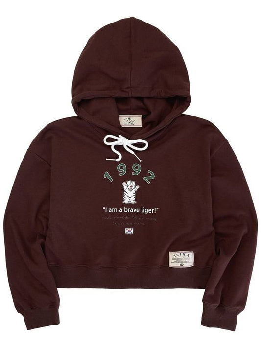 ah24 03chbr Brave tg crop hoodie 1992 fat tiger crop hoodie Brown - ASIHA - BALAAN 1