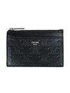 Zipper Calfskin Triomphe Embossed Card Wallet Black - CELINE - BALAAN 2