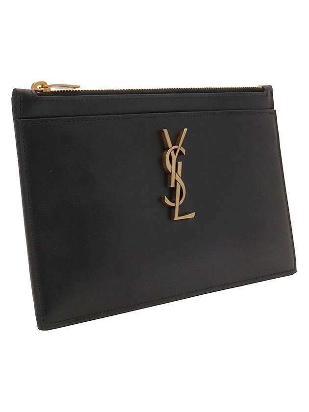 Black Smooth Calfskin Gold Monogram Bill Pouch 636316 - SAINT LAURENT - BALAAN 4