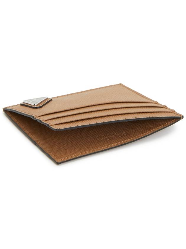 Triangle Logo Saffiano Card Wallet Caramel - PRADA - BALAAN 5