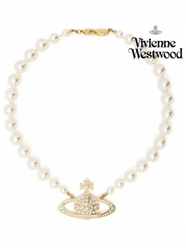 One Row Pearl Bas Relief Necklace Gold - VIVIENNE WESTWOOD - BALAAN 3