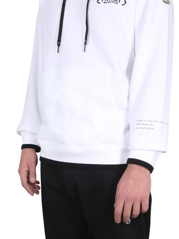 Born To Protect FRGMT Logo Fleece Hoodie Optical White - MONCLER - BALAAN 5