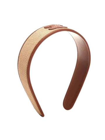 Triomphe Raphia Calfskin Headband Natural Tan - CELINE - BALAAN 1