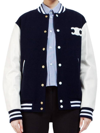 Teddy Varsity Texture Wool Jacket Navy - CELINE - BALAAN 2