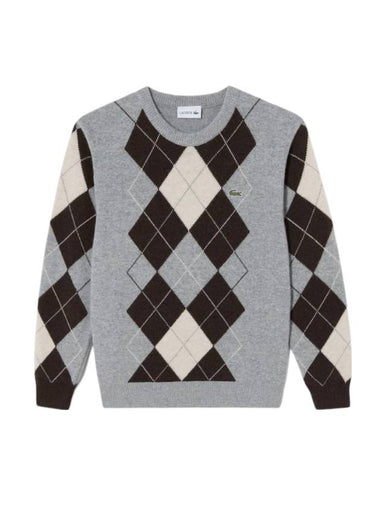 Men's Argyle Pullover Grey - LACOSTE - BALAAN 1