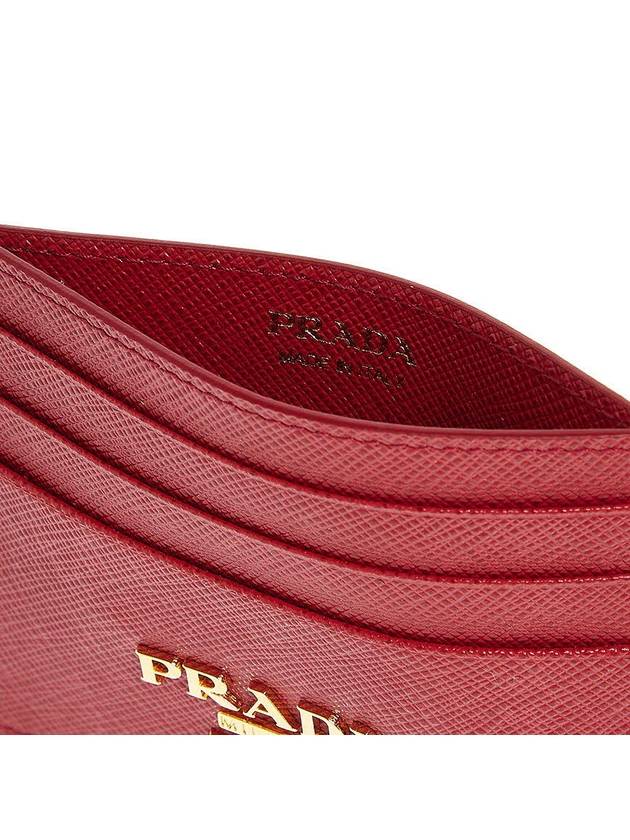 Metal Logo Saffiano Card Wallet Red - PRADA - BALAAN 9