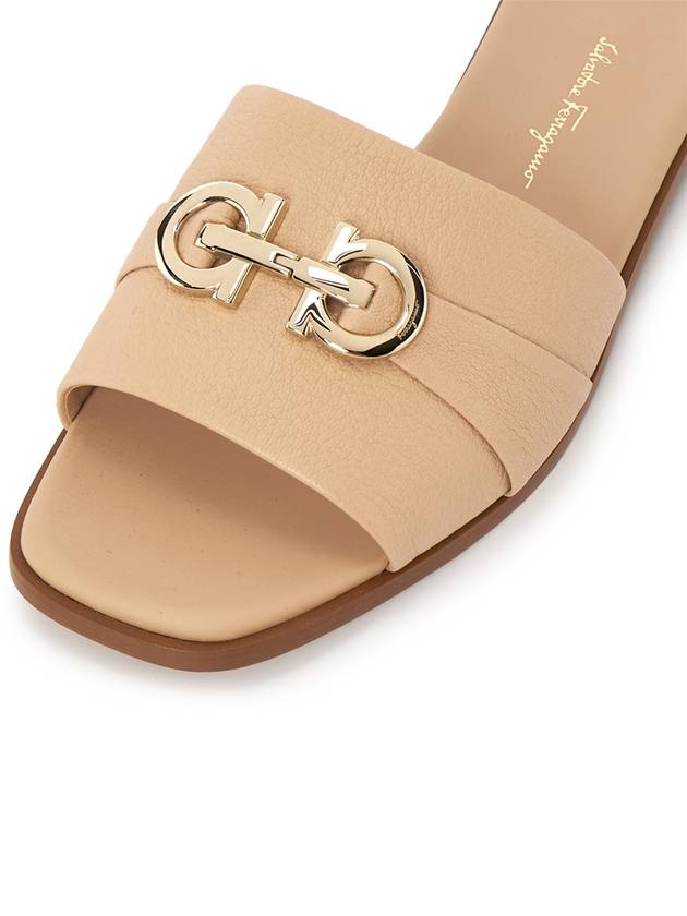 Gancini Leather Slippers Beige - SALVATORE FERRAGAMO - BALAAN 8