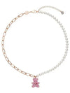 Teddy Pendant Pearl Necklace Pink Rose Gold - SWAROVSKI - BALAAN 2