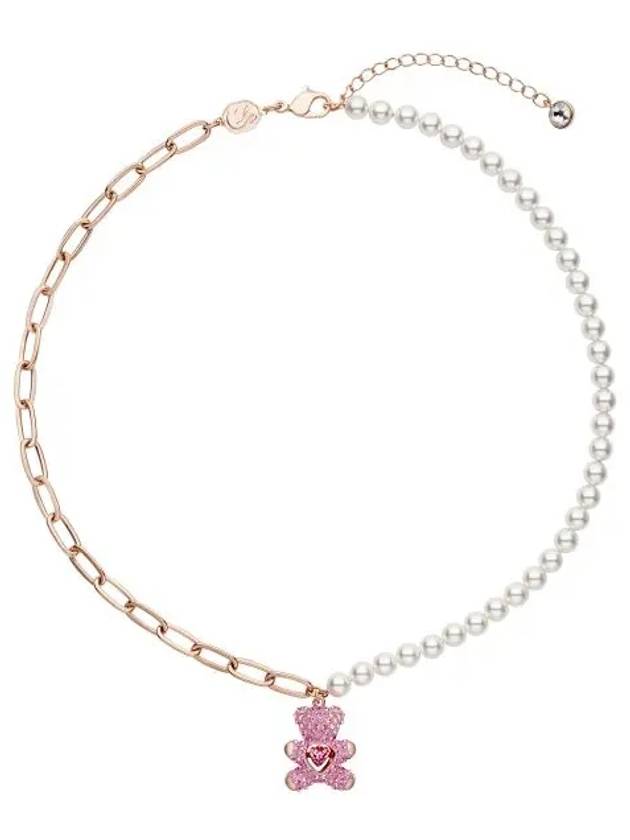 Teddy Pendant Pearl Necklace Pink Rose Gold - SWAROVSKI - BALAAN 4