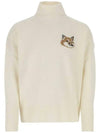 Men's Fox Head Patch Oversized Wool Turtleneck Ecru - MAISON KITSUNE - BALAAN 5