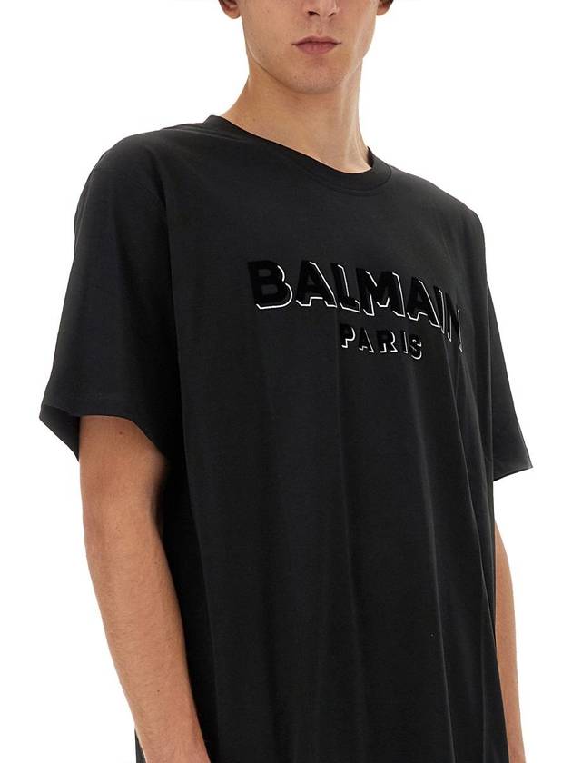 Balmain Flocked Logo T-Shirt - BALMAIN - BALAAN 4