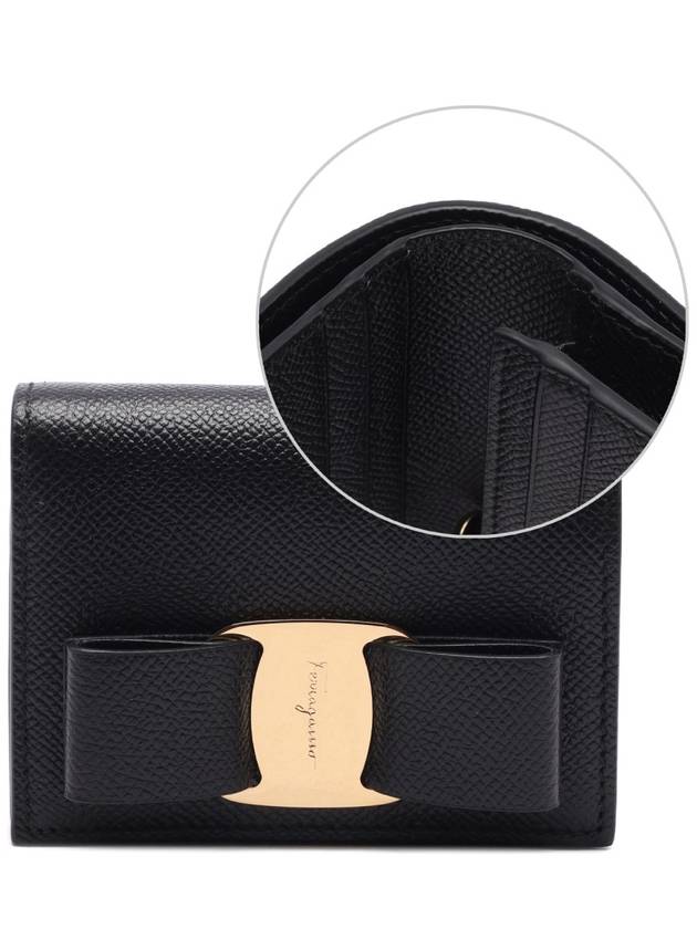 Vara Bow Gloss Flap Half Wallet Black - SALVATORE FERRAGAMO - BALAAN 3