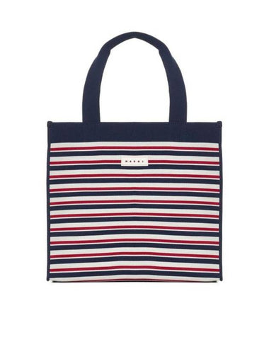 Striped Tote Bag Marine Ivory Red - MARNI - BALAAN 1